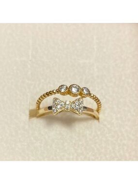 14k gold plating on sterling silver (Gold Vermeil) CZ Bow and Bezel rings size 6